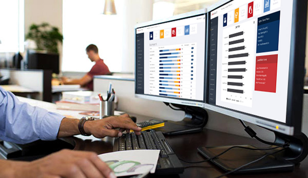 1. Person sitting at computer using FBR Analytics dashboard